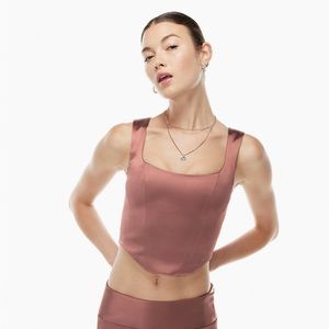 Shiloh bustier in chocolate sorbet - Zip cropped satin corset top (perfect cond)